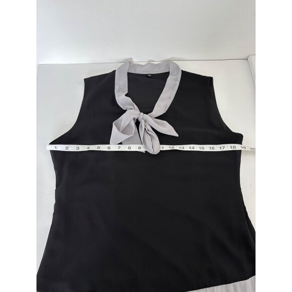 Bow Tie Dress Medium Dark Coquette Sheer Hem Sleeveless Retro Mod Parisian Style - Picture 6 of 11